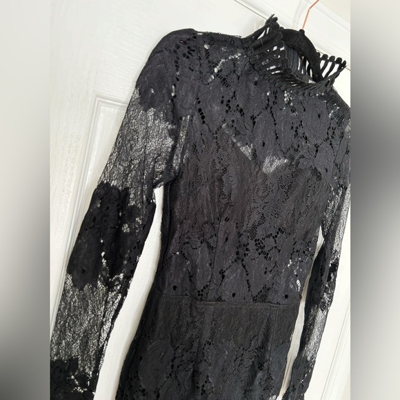 Missguided Black Lace Sheer Dress - Picture 3 of 8